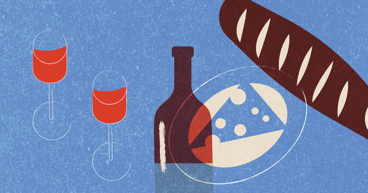 Jak dobrać wino do jedzenia (ilustracja Marcin Lewandowski)