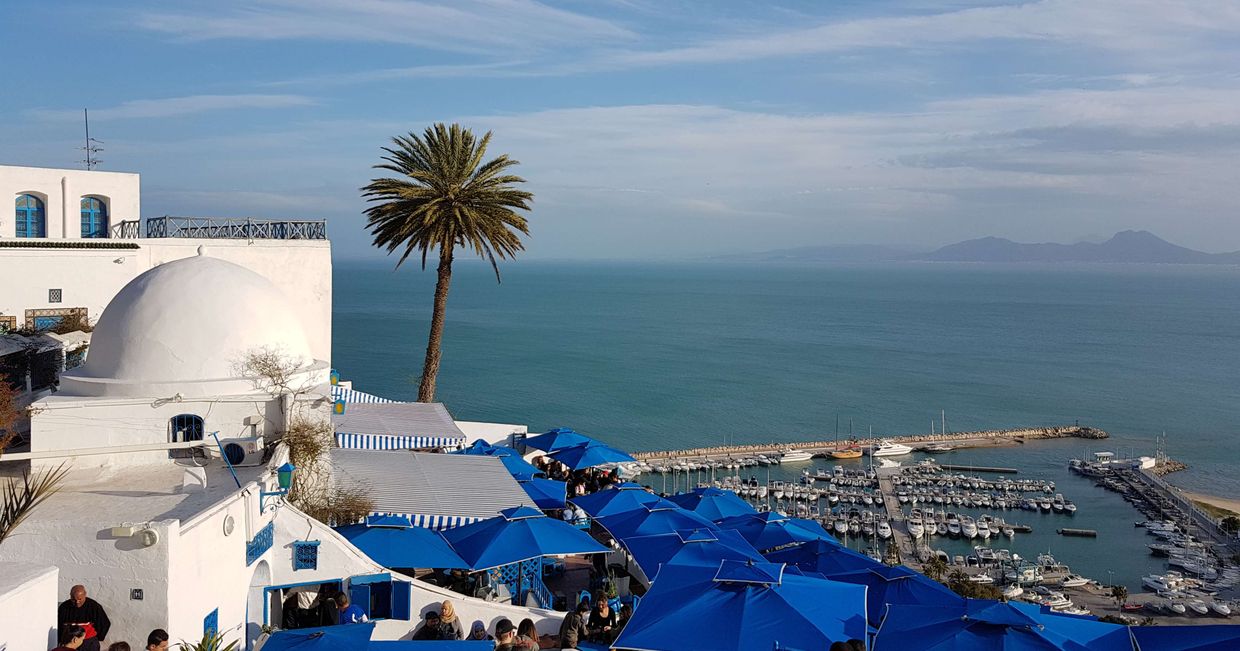 Tunezja. Sidi Bou Said w pobliżu Tunisu.