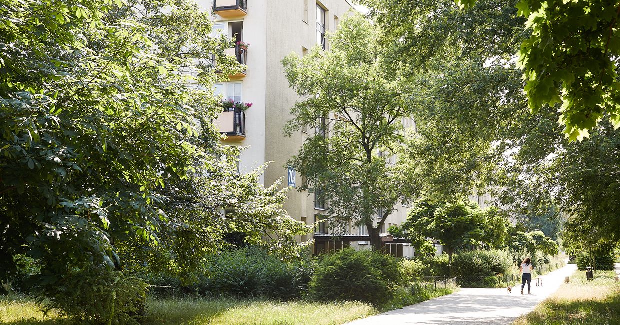 Osiedle na Sadybie, architektura krajobrazu, Projekty Aliny Scholtz (fot. Maciej Niemojewski)