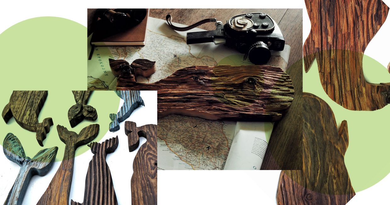 Drewniane rzeźbione wieloryby z pracowni Między drzewami (fot. materiały prasowe)