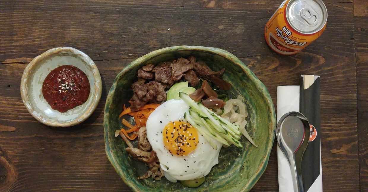 Restauracja Koreanka, danie Bibimbap beef
