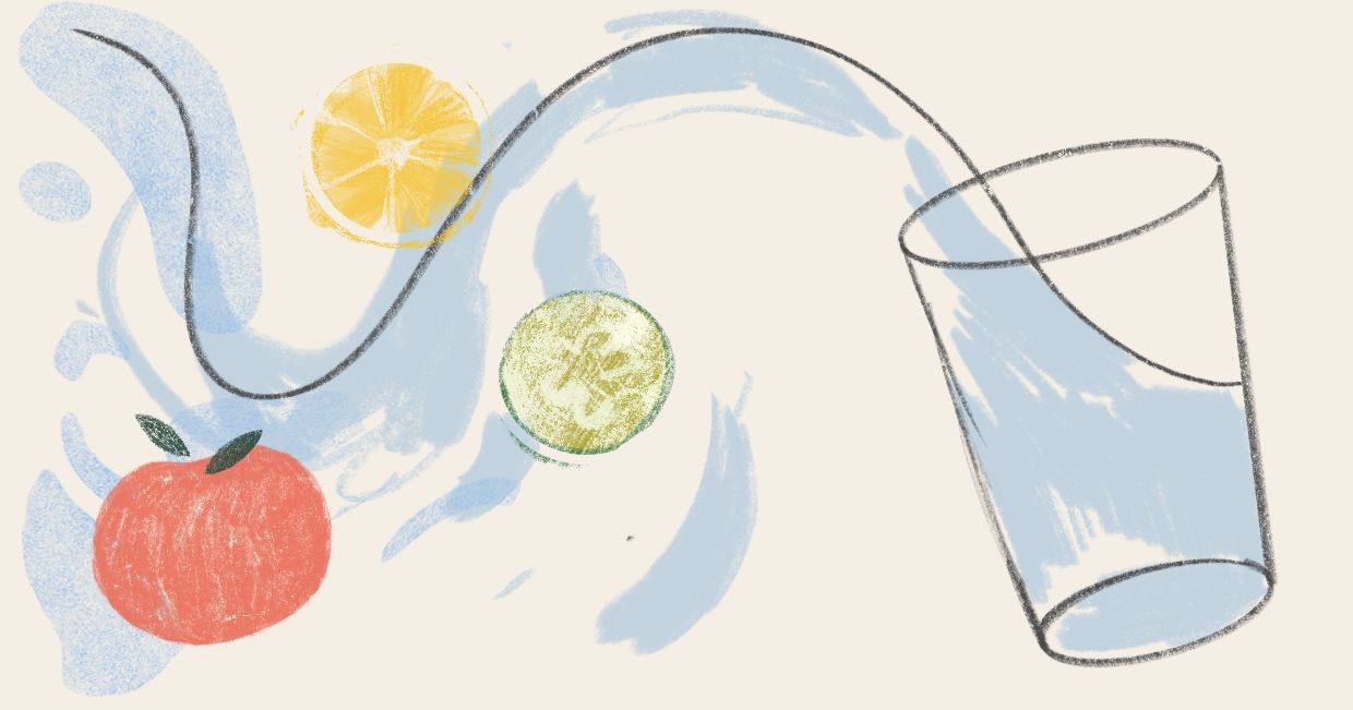 Woda, owoce i warzywa (il. Martyna Cybuch)