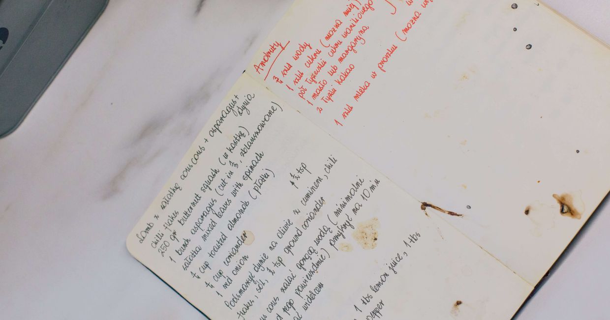 Przepis Tomka, właściciela i kucharza restauracji; zeszyt prywatny, pismo ręczne (fot. Michał Lichtański)