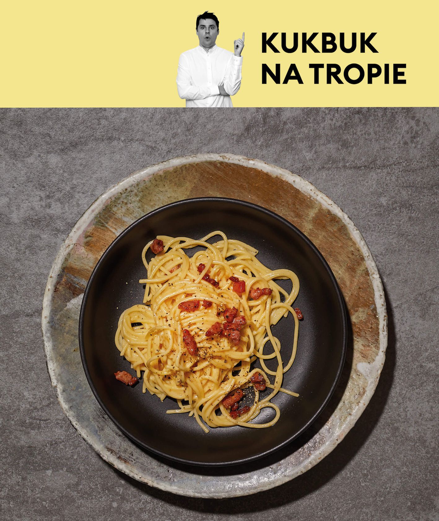 Spaghetti carbonara na talerzu fot. Maciej Niemojewski