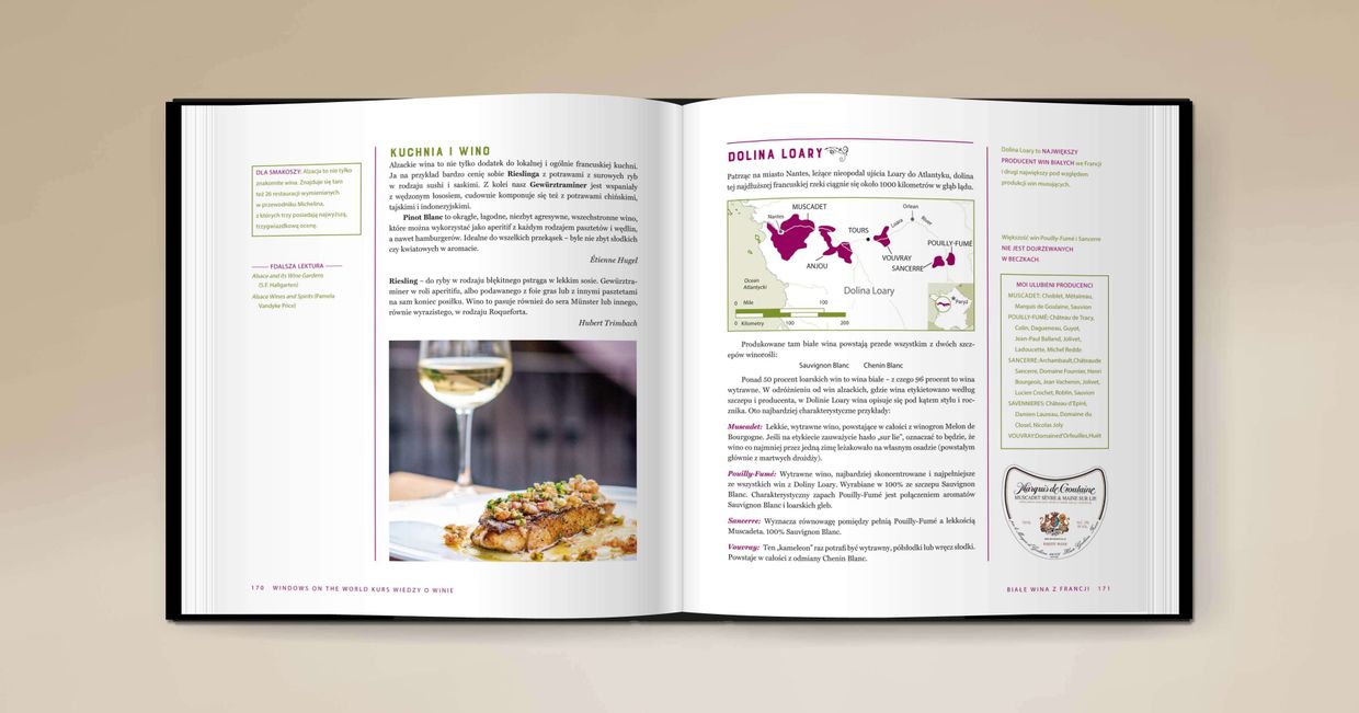 Wnętrze książki „Kurs wiedzy o winie” Kevina Zraly’ego