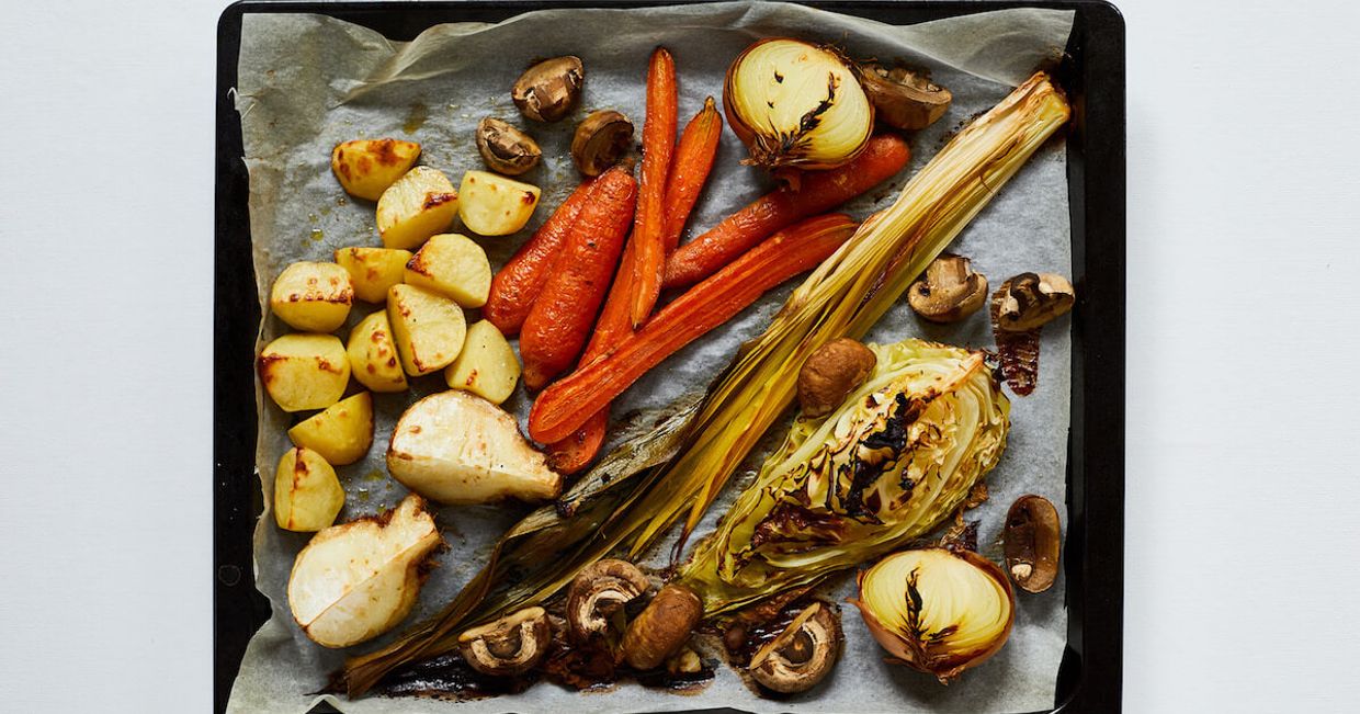 Upieczone warzywa na blasze