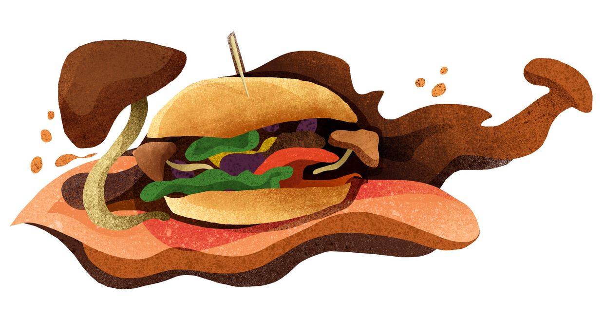 Burger z grzybami (ilu. Ula Mierzwa)