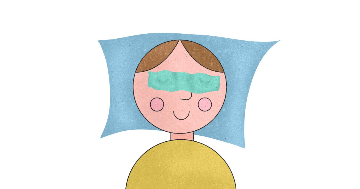 Chłopiec z kompresem na oczach. (il. Marcin Lewandowski)