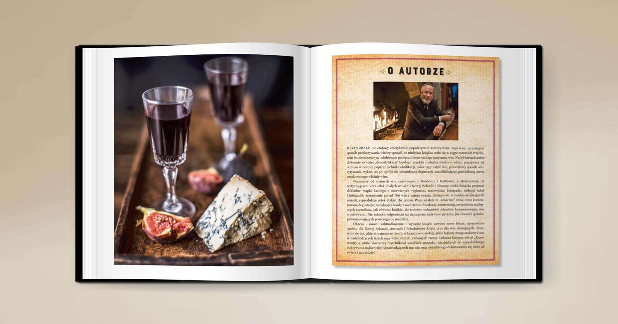 Wnętrze książki „Kurs wiedzy o winie” Kevina Zraly’ego