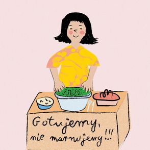 Rysunek gotującej dziewczynki (il. Hekla Studio)