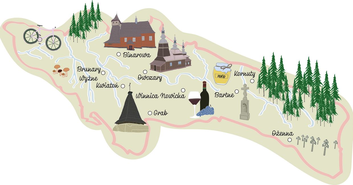 Mapa Beskidu Niskiego (il. Joanna Sidor)