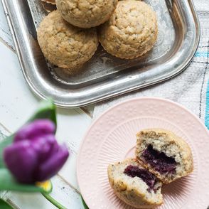 Muffiny z dżemem i nasionami chia przepis Alicji Rokiciej Wegnan Nerd